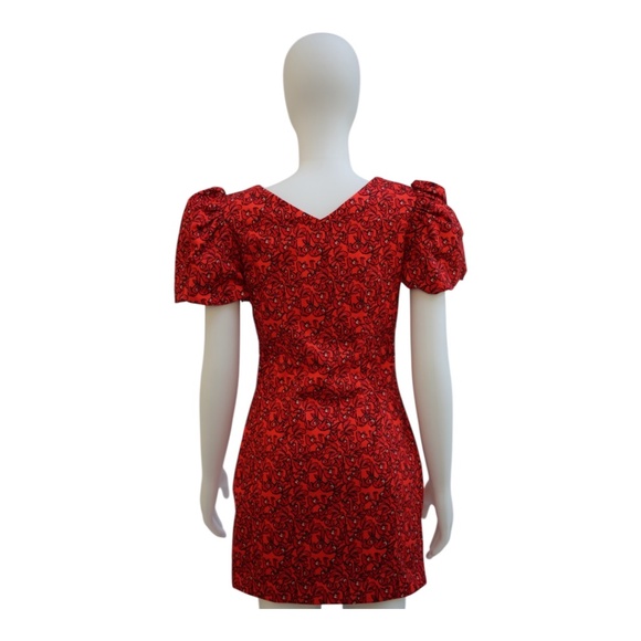 LHD Pedra Bonita Red Sloth floral print Dress SZ 2 - Picture 3 of 6